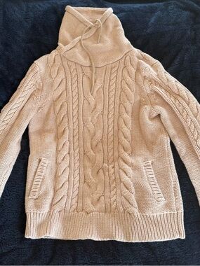 L.L. Bean Cable-Knit Turtleneck Sweater - light pinkish-beige